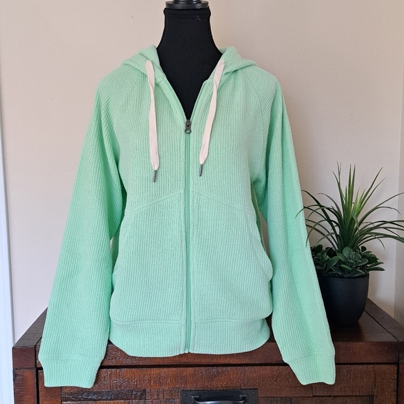 Sierra Designs Green Zip-Up Hoodie with Drawstrings Textured Sweatshirt Small - Picture 2 of 11